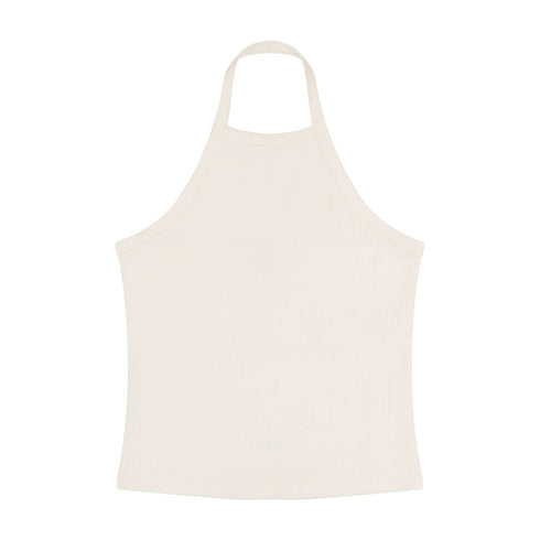 Lee Women's Open Back Halter Tank Top In Ecru